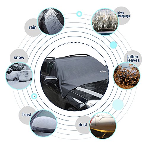 SlimK Magnetic Windshield Cover for Ice and Snow Fits Any Car, Truck, SUV, Van or Automobile - 4 Seasons Smart Use - Top Quality Exterior Auto Snow Windshield Cover Magnetic Edges No Need Ice Scraper