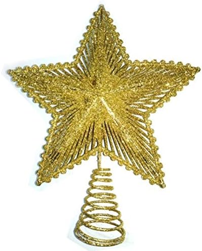 Stella Puntale Albero Di Natale.Puntale Albero Di Natale Addobbi Natalizi Punta Stella Oro Brillantinata Amazon It Fai Da Te