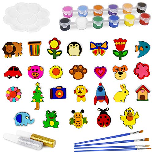 LIKYUU Wooden 26 Wood Painting Craft Kit and Art Set for Kids