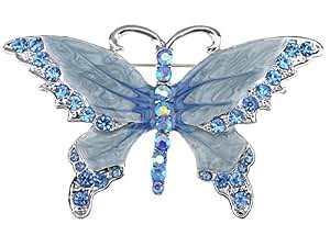 Alilang Women's Crystal Rhinestone Butterfly Brooch - Shiny Sparkly Lapel Pin