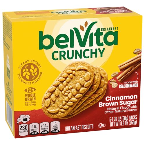 BELVITA BREAKFAST BARS BISCUITS, CINNAMON BROWN SUGAR, 5 PACKS (4 BISCUITS PER PACK)