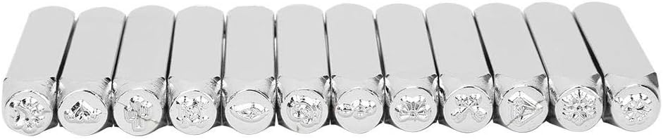 Metal Punch Stamp Nature Theme Stamping Tool Carbon Steel Stamp Punch Metal Jewelry Making Leather Wood12pcs 6mm 1/4" Stamps Punch Set Leather Tools - Image 5