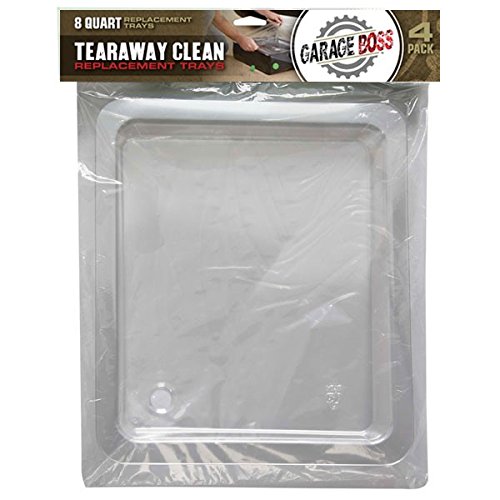 GarageBOSS Oil Tear Away Clean Replacement Trays (4 Pack), 8 Quart