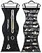 Hanging Jewelry Organizer, Dual Sided Closet Organizers , Earrings Bracelet Necklace Socks Pantyhose Storage Display Bag (Black (24 Pockets & 16 Hook-and-Loop Tabs))