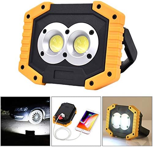 KOKOIN COB 30W 1500LM LED Work Light, Super Bright Rechargeable Portable Waterproof LED Flood Lights Outdoor Camping Emergency Car Repairing Job Site Lighting (W839-Y)