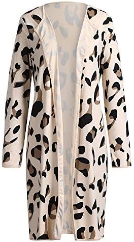Women Long Sleeve Leopard Print Long 