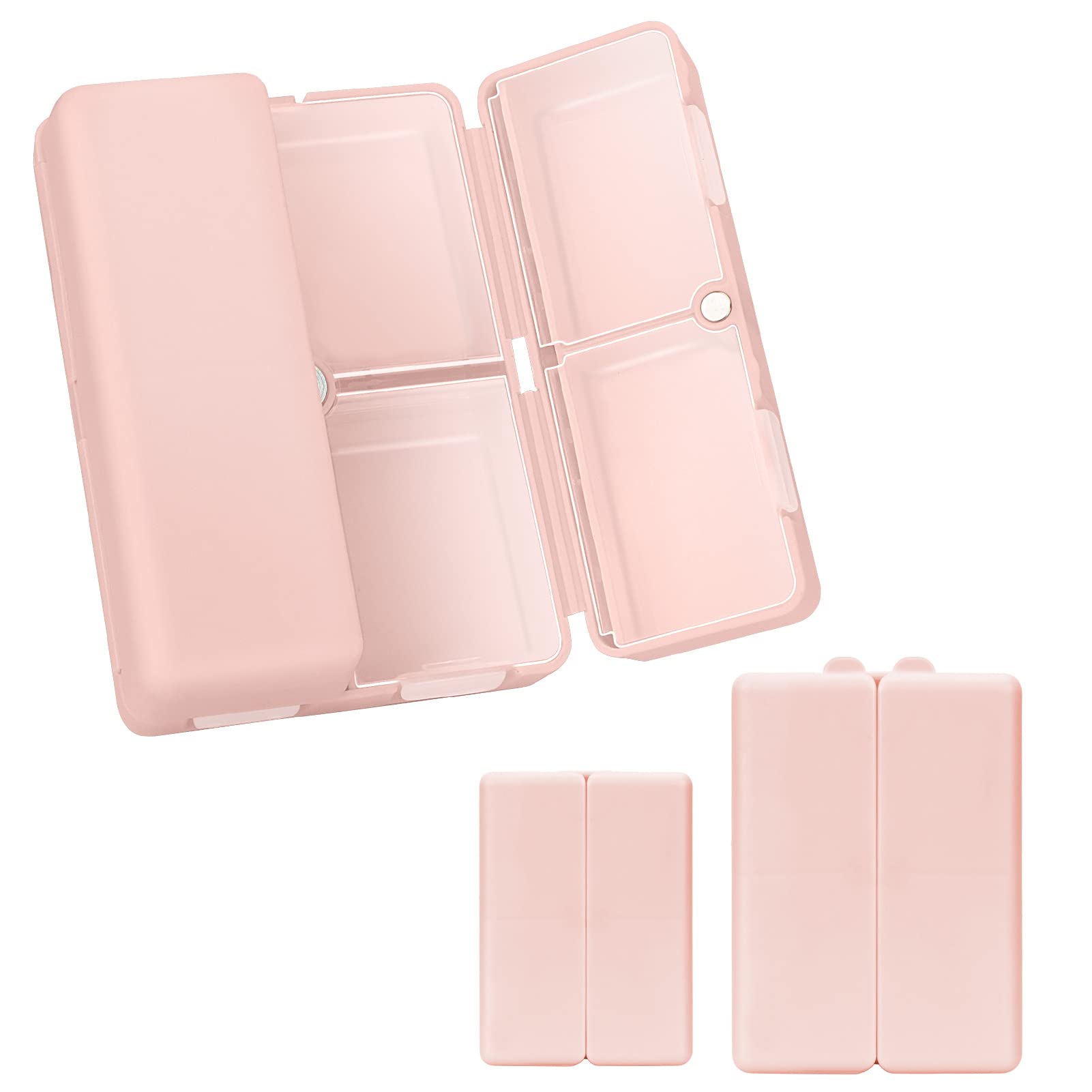 Photo 1 of FYY 2 Pcs Daily Pill Organizer, 7 Compartments Portable Pill Case Travel Pill Organizer,[Folding Design] Pill Box for Purse Pocket to Hold Vitamins,Cod Liver Oil,Supplements and Medication-Pink