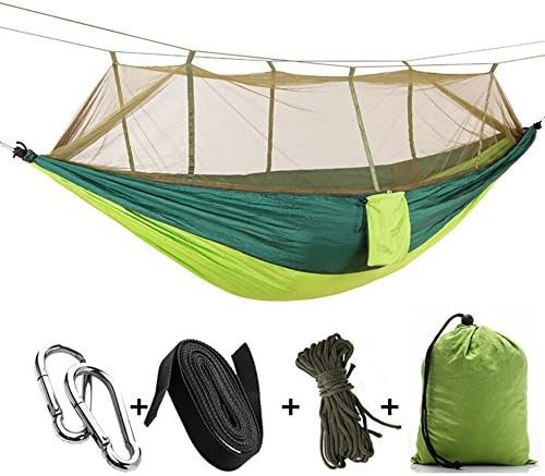 Double Hammock with Mosquito Net Lightweight Nylon Parachute Camping Hammocks for Hiking Travel Beach Yard Outdoor Jungle