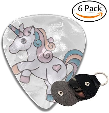 Janvonne Cartoon Cute Unicorn 351 Shape Classic Celluloid Guitar Picks For Guitar Bass - 6 Pack .71mm