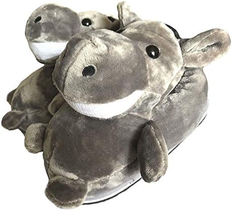3D Animal Slippers Donkey Slippers Winter Home Warm Non-Slip Cotton Slippers Grey