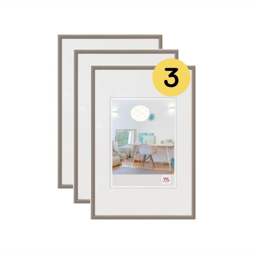 walther Design Picture Frame Steel 20 x 30 cm 3-Pack, New Lifestyle Plastic Frame KV030D3