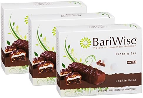 BariWise High Protein Bar, Rockie Road (7ct) 3 Box Value Pack (Save 10%) - Low Fat, 14g Protein