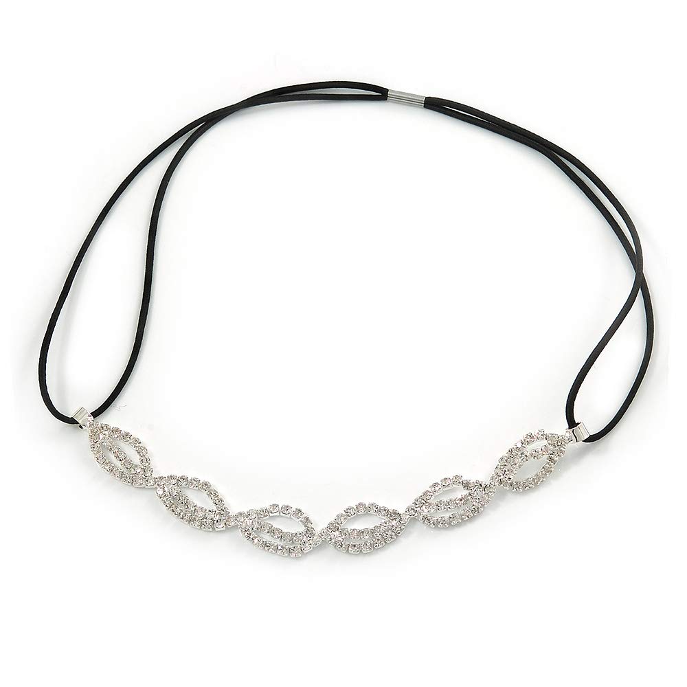 Fancy Pattern Clear Crystal Elastic Hair Band/Elastic Band/Headband - 47cm L (not stretched)