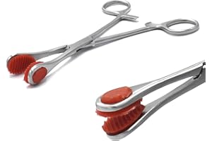 MuskalMed Young Tongue Seizing Forceps 6.5" Straight Handle Stainless Steel with Soft Rubber Jaws