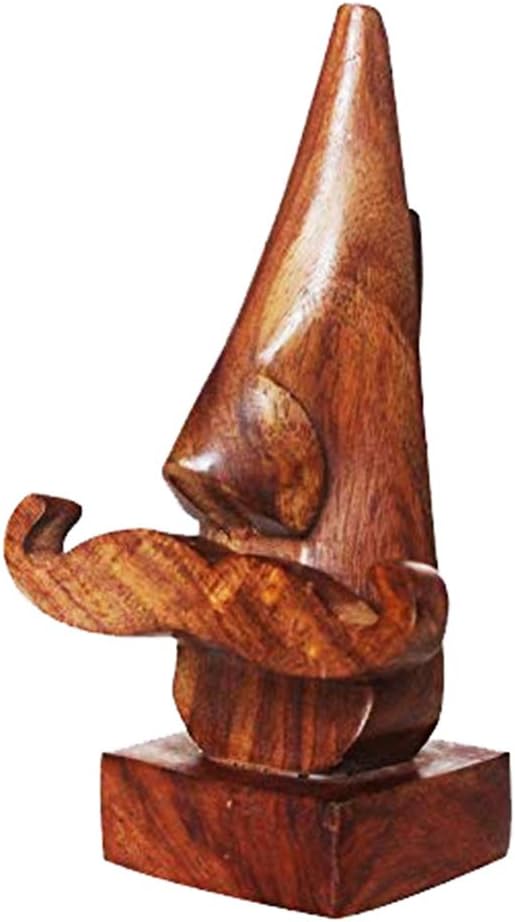 ARTISENIAWooden Eyeglass Spectacle Holder Handmade Mustache Display Stand for Office Desk Home Decor Brown