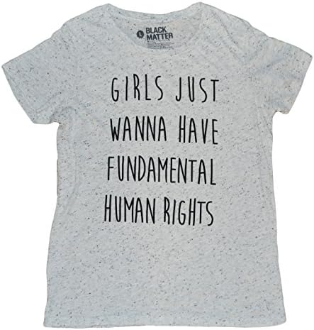 Girls Just Wanna Have Fundamentals Juniors Speckled T-Shirt (M, Heather White)