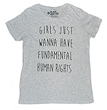 Girls Just Wanna Have Fundamentals Juniors Speckled T-Shirt (L, Heather White)