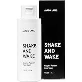 SHAKE AND WAKE Exfoliating Powder Face Wash w/Papaya Enzymes Powder, Aloe Vera, Vitamin C, Vitamin E, Niacinamide Serum, AHA