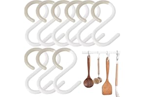 YUHENGCT 9 Pack White Plastic S Hooks for Hanging, Flexible Neck for Easy Twist & Lock, Completely Rust-Free, Holds up to 10 