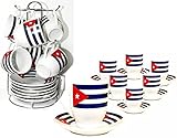 Cuban Coffee Cups 6 PC with saucers and metal display