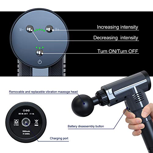 Muscle Massage Gun for Athletes,YUNDOO, Cordless Handheld Massage Gun, Body Relaxation, Massage with 4 Head Muscle Massage,Percussion Massager