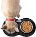 Friends Forever Cat Feeding Station - 2 x Stainless Steel Pet Bowls with Non-Skid No Spill Silicone Mat for Cats Small Puppy, Large