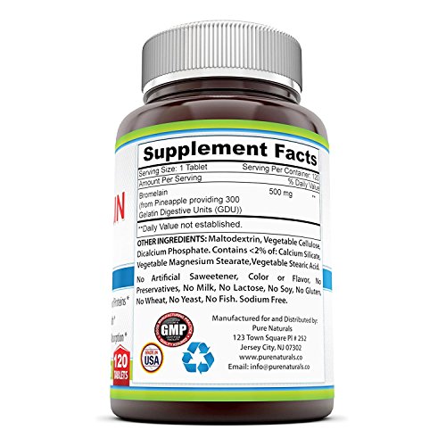 Pure Naturals Bromelain Dietary Supplement 500mg, 120 Enzyme Tablets
