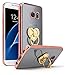 Samsung Galaxy S7 Edge Case, Bastex Slim Fit Clear Plastic TPU Rose Gold Bumper Case Cover with Bling Heart Pink Ring Holder Kickstand for Samsung Galaxy S7 Edge G936