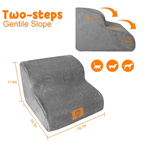 Yamxot High Density Foam Dog Ramp Pet Stairs 2 Steps,NonSlip,Soft Wide