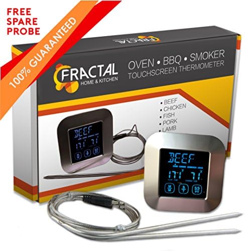 Premium Model Silver Grill, Oven, BBQ, & Smoker - Digital Meat Thermometer, Touch Screen, LED, Magnetic Back with Temperature Alarm.