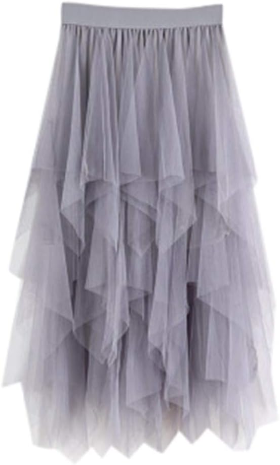 Casual Womens Comfortable Tulle High Waist Pleated Tutu Skirt Ladies Midi Skirt