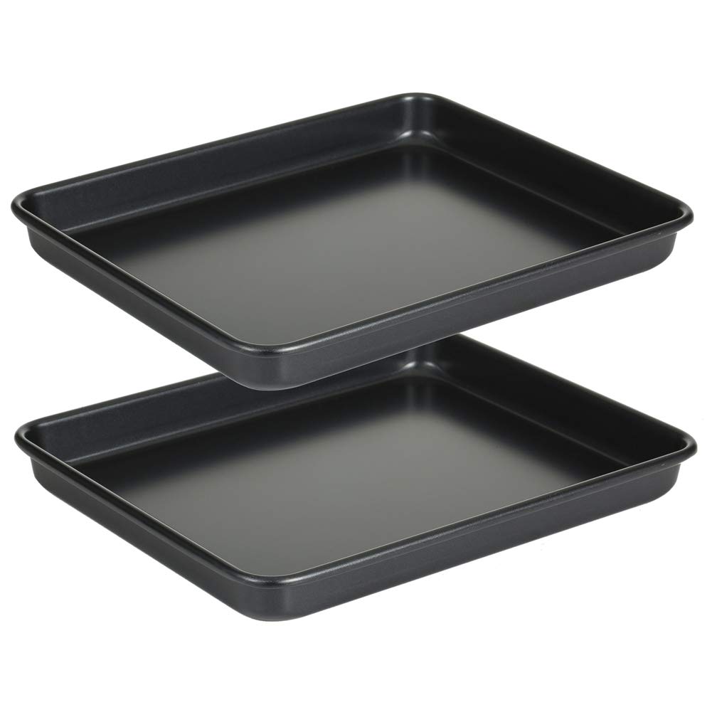 Photo 1 of 11 Inch Baking Sheets Pan Nonstick Set of 2, Walooza 1-inch Deep Baking Trays, 11X9 Inch Cookie Sheet Replacement Toaster Oven Tray, Non Toxic & Heavy Duty & Easy Clean