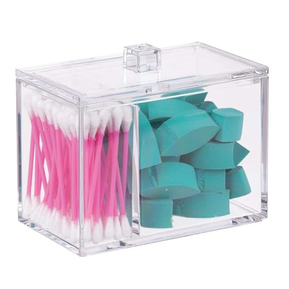 mDesign Wattepadspender und Behälter für Wattestäbchen mit Deckel - Bad