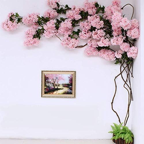 LYWIR Artificial Fake Flowers, Cherry Plum Blossom Spray Artificial Flowers Branch Silk Flowers Tree Wedding Bouquet Party Home Decor (Pink)