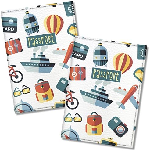Quttie, Travel Vegan Eco Leather Passport Cover for Women, Men (Tourist Pattern, 2 pcs)