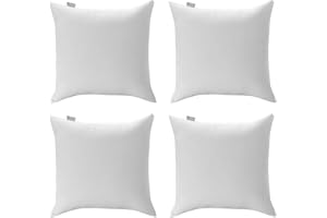 Acanva 24x24 Throw Pillow Inserts Set of 4, Premium Polyester Fiber Fill Square Sham Stuffer Cushion for Sofa, Bed, Couch and Chair, Machine Washable, 24x24 Inch(for 22x22 Cover), White 4 Count