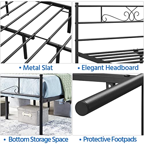 Yaheetech Queen Size Bed Frames/Metal Platform Bed with Headboard and Footboard/No Box Spring