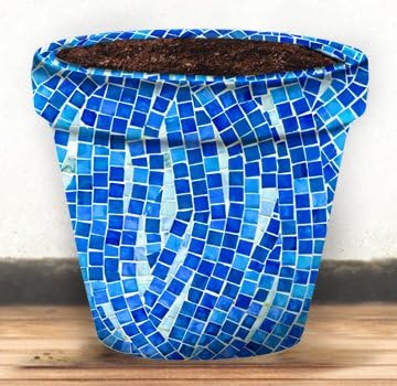 Fabric Flower Pot Sox - Blue Tiles - 8"