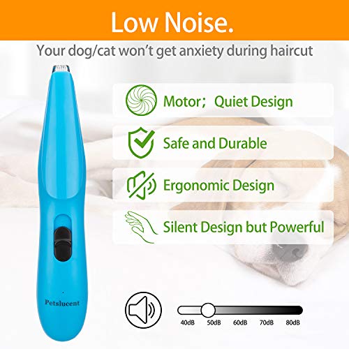 Petslucent Dog Clippers, Pet Grooming Scissors Kit Professional Cat Hair Clipper Trimmer for Small Dogs, Super Quiet Rechargeable Dog Clippers Brush Comb for Hair Around Claw, Paws, Eyes, Ears, Feet