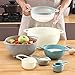 Plastic Mixing Bowls-Multicolored Mixing Bowl Set of 8, Nest for Easy Storage, inculding Measuring Cups, Colander, Sifter, Large Bowls, Great for Cooking and Baking, BPA Free