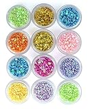 ReNext DIY 12 Colors Hollow Solid Heart Star Flower Glitter Sheet Spangle Nail Tip Deco