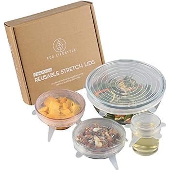 Silicone Stretch Lid 12-Pack - 6 Sizes - Eco Lifestyle Stretchable Silicone Lid Flexible Silicone Lids Food and Bowl Covers to Keep Your Food Fresh - Reusable Stretch And Seal Lids Zero Waste