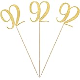 Gold Glitter 92nd Birthday Centerpiece Sticks, 12-Pack Number 92 Table Topper Anniversary Party Decorations