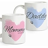FUNNYUNCLE Daddy Mommy Est 2026 Mugs,New Parents Gifts First Time 2026, Pregnancy Announcement For Parents To Be, Baby Shower Gifts For Dad Mom Tea Cup 11 OZ