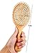 BESTOOL Hair Brush - Wooden Hair Brush with Wooden Bristles Large Paddle with Cushion Scalp Massage Hairbrush for Women and Men Hair Care (L)