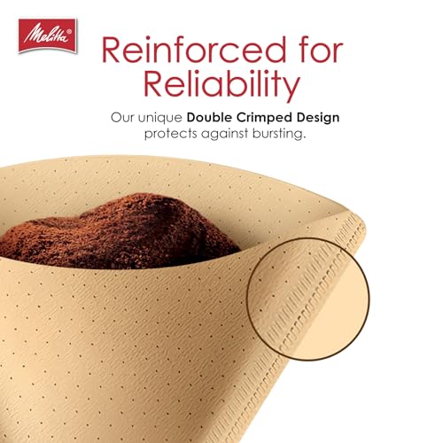 Melitta #4 Cone Coffee Filters, Unbleached Natural Brown, 100 Count (Pack of 3), 300 Total Filters - Packaging May Vary