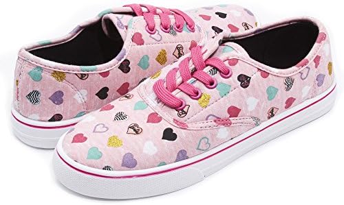 Esquire Footwear Mattel Barbie Junior Teen Girls Pink Multi Heart Low Top Canvas Sneakers 11