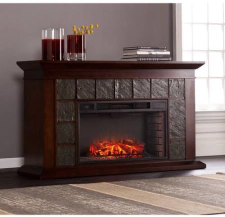 Bishop 60; Electric Fireplace with Faux Slate for TVs up to 58;, Warm Brown Walnut