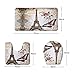 Amagical 4PCS Brown Paris Eiffel Tower With Butterfly And Flowers Bathroom Mat Set Shower Curtain Set Liner, Non Slip Bath Mat + Contour Mat + Toilet Cover +Waterproof Fabric Shower Curtain + 12 Hooks