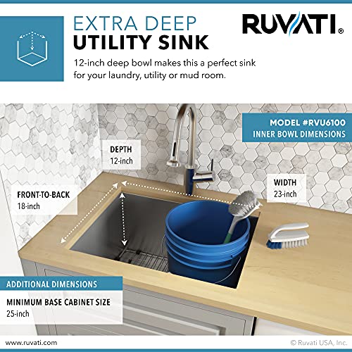 Ruvati 23" x 18" x 12" Deep Laundry Utility Sink Undermount 16 Gauge